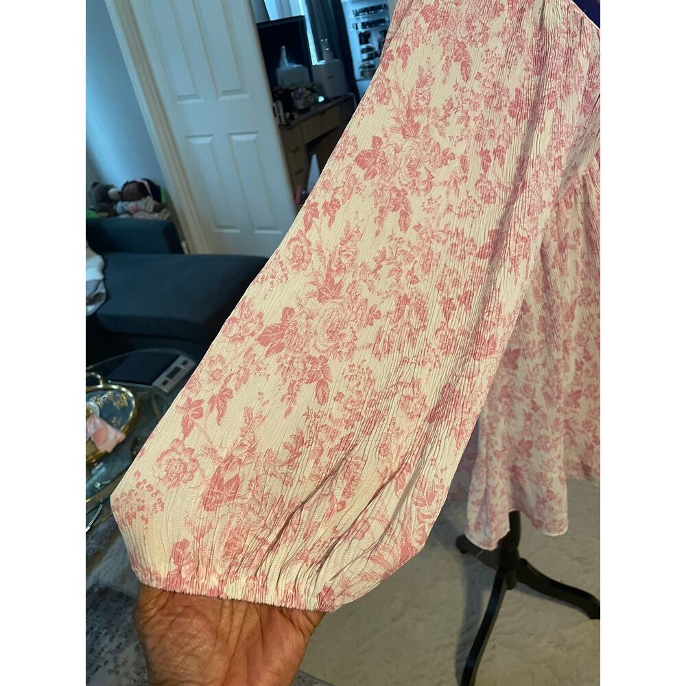 Nichole Lynel Pink White Floral Boho Mini Dress NWT Size Medium - Picture 4 of 7